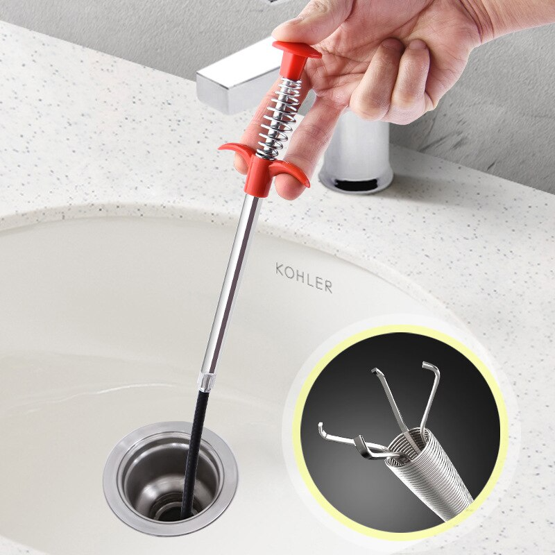 Drain Opener Wire Cleaner Bathroom Sink Stainless Steel Hair Catching Stick Cleaning  Kitchen Bath Flexible Sewer Dredging Pipe Clog Remover Toilet Long Reach  Sewers Pipeline Dredge Unchoke Drainage Catcher Basin Unblock Anti-Blocking